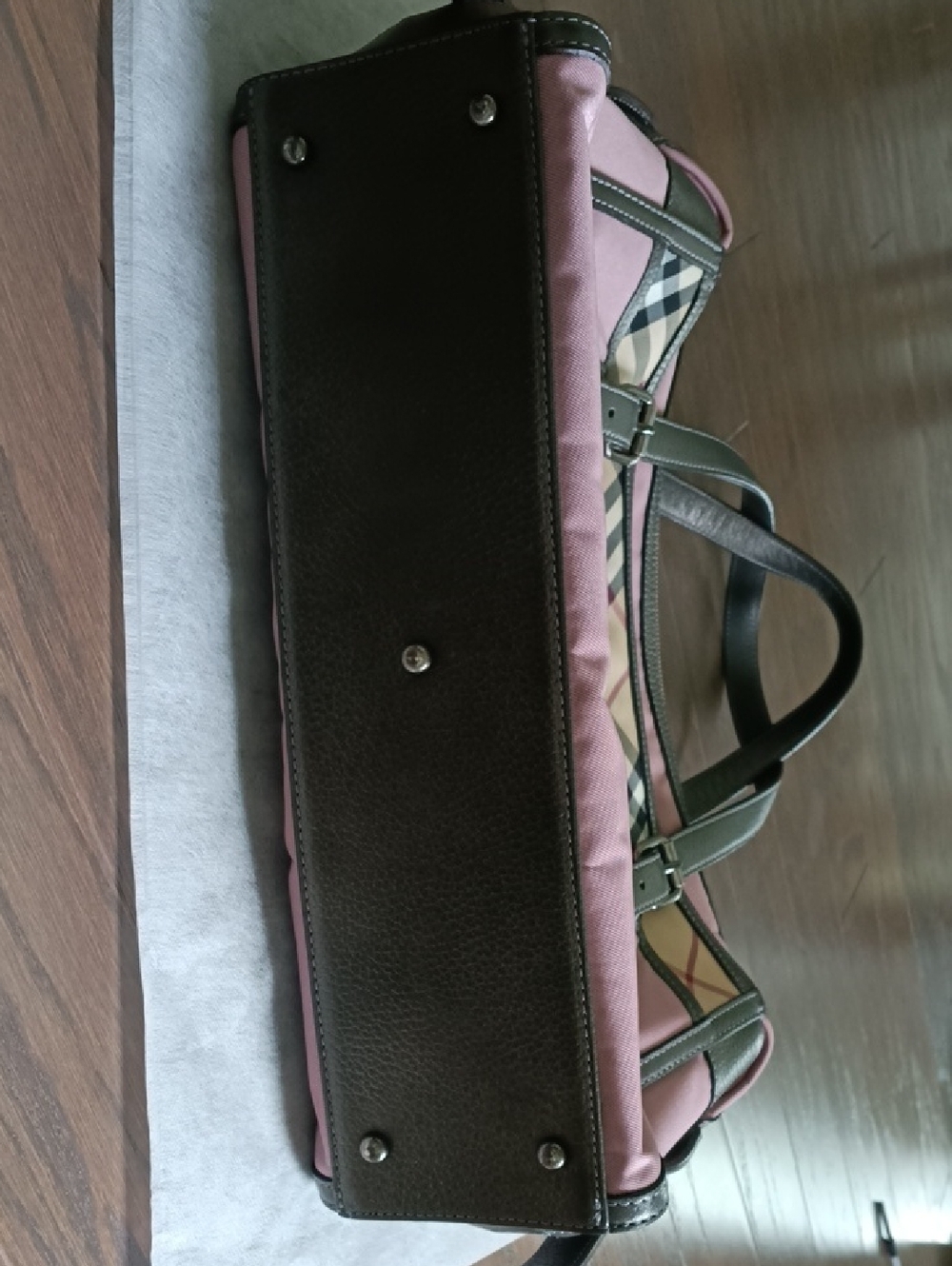 Burberry Pink Tote with Silver Trim and Plaid Accent - Picture 4 of 10